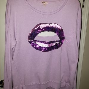 Juicy Couture XL Lavender Blingy Lip Sweatshirt